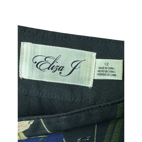 Eliza J Floral Ruffle Midi Skirt Green Pink Yellow Asymmetrical NWT Size 12 - Picture 4 of 9